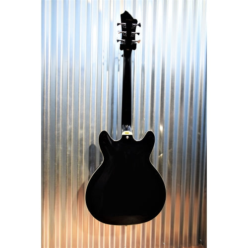 Hagstrom Tremar Viking Deluxe TRE-VIKDLX-BLK Black Semi Hollow Guitar & Case #0683