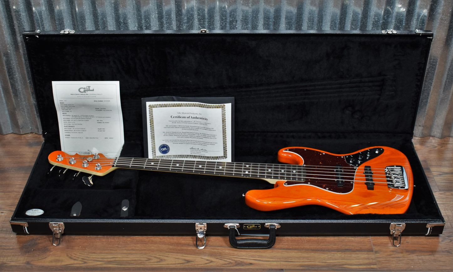 G&L USA JB-5 5 String Jazz Bass Clear Orange & Case JB5 #2085