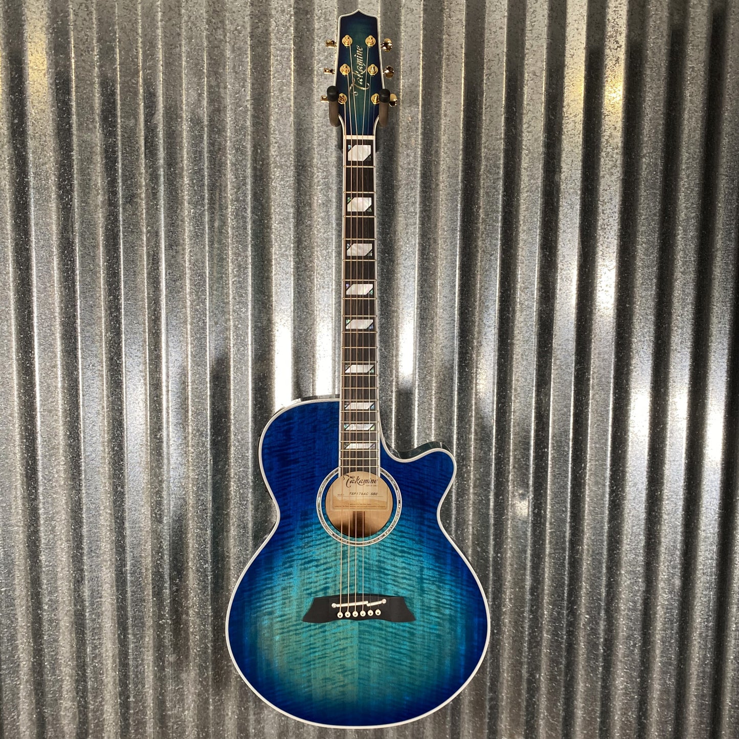 Takamine TSP178AC SBB Thinline Acoustic Electric Flame Blue Burst & Case Japan #0447 Used