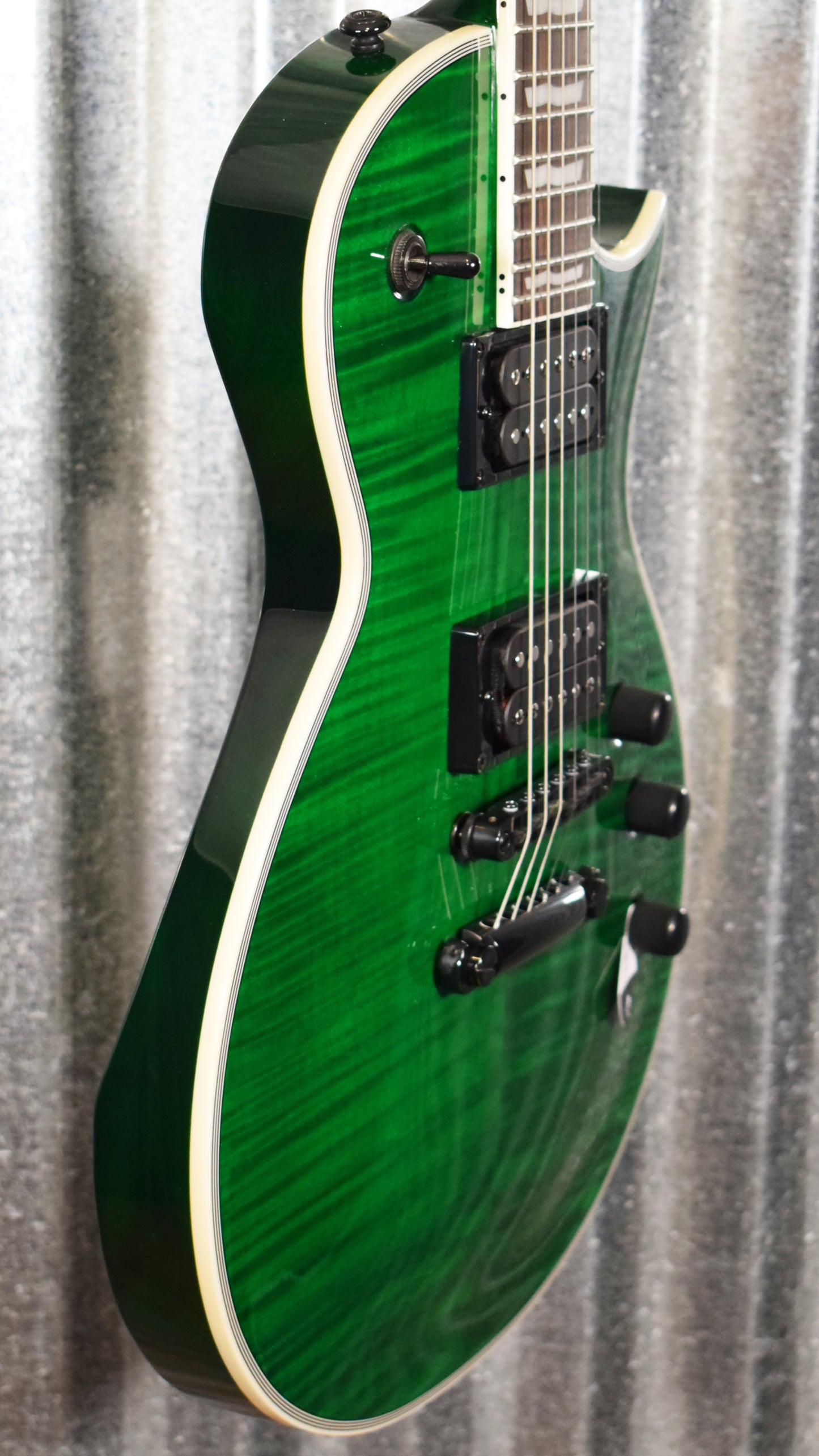 ESP LTD EC-1000 Flame See Thru Green Seymour Duncan Guitar LEC1000FMSTG #1131