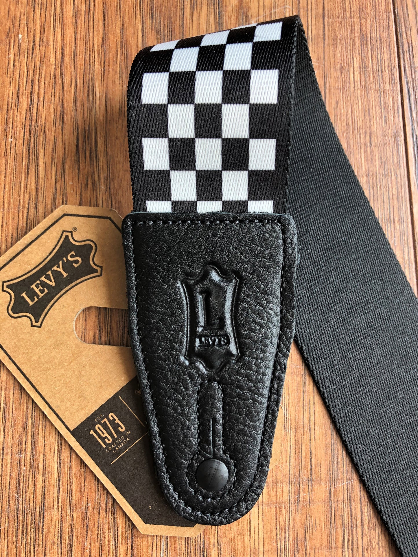 Levy's MP-28 2" Adjustable Print Poly Guitar & Bass Strap Checkerboard Black White