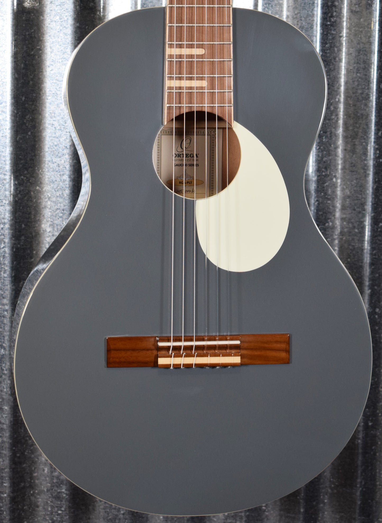 Ortega RGA-PLT Gaucho Acoustic Nylon String Parlor Platinum Grey Guitar & Bag #0066