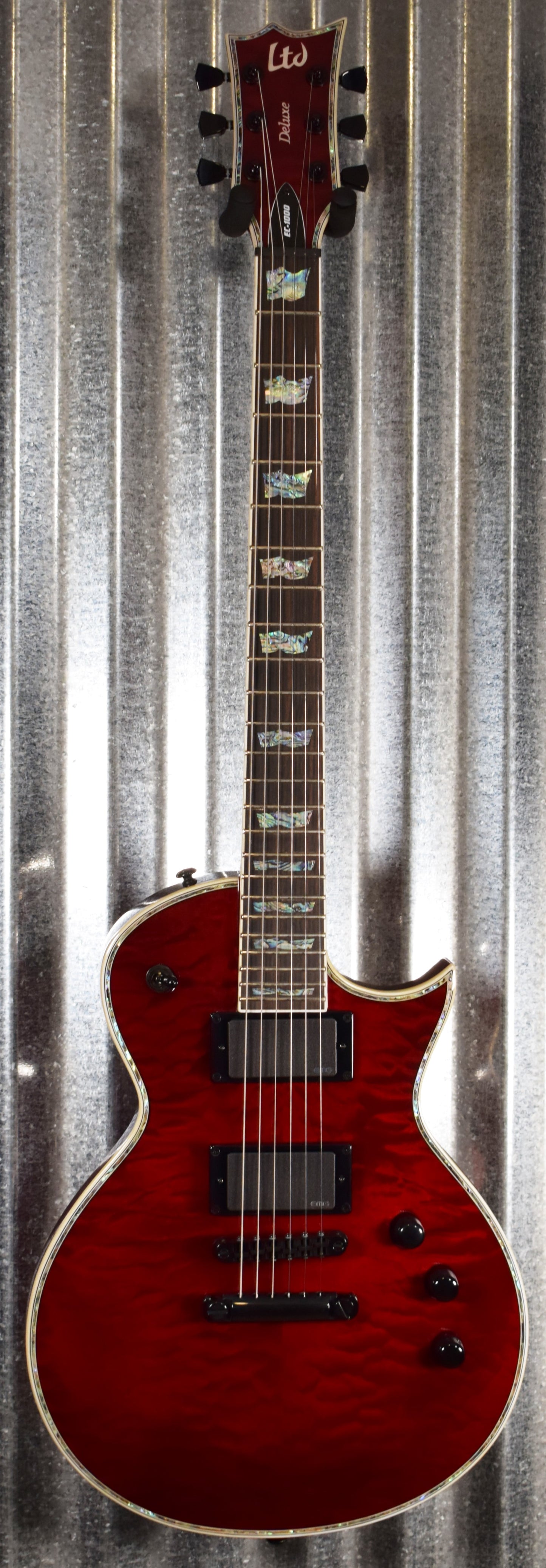 ESP LTD EC-1000 Quilt Top See Thru Black Cherry EMG Guitar LEC1000STBC #1320 Demo