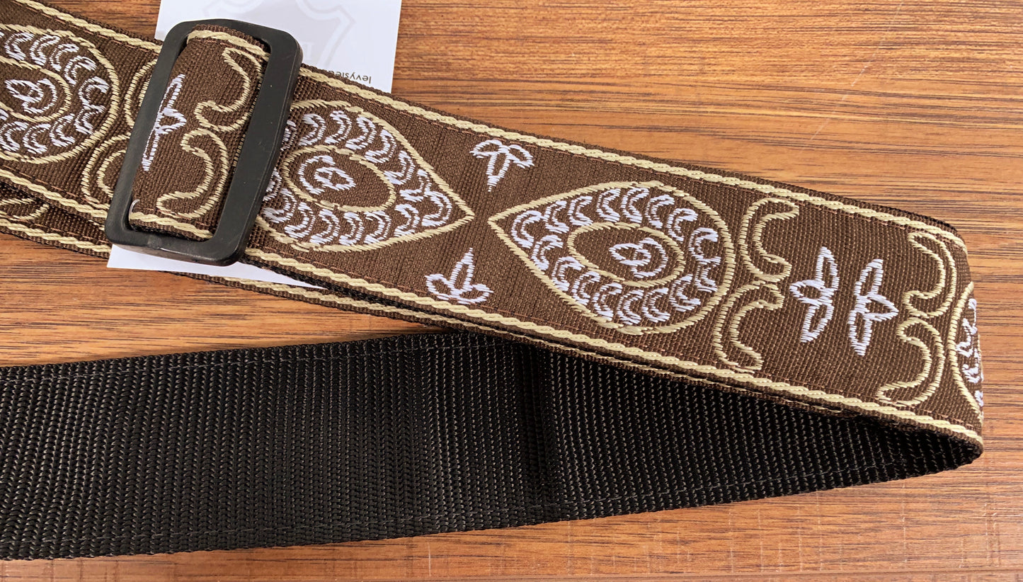 Levy's M8HT-24 2" 60's Hootenanny Jacquard Weave Guitar Strap Brown