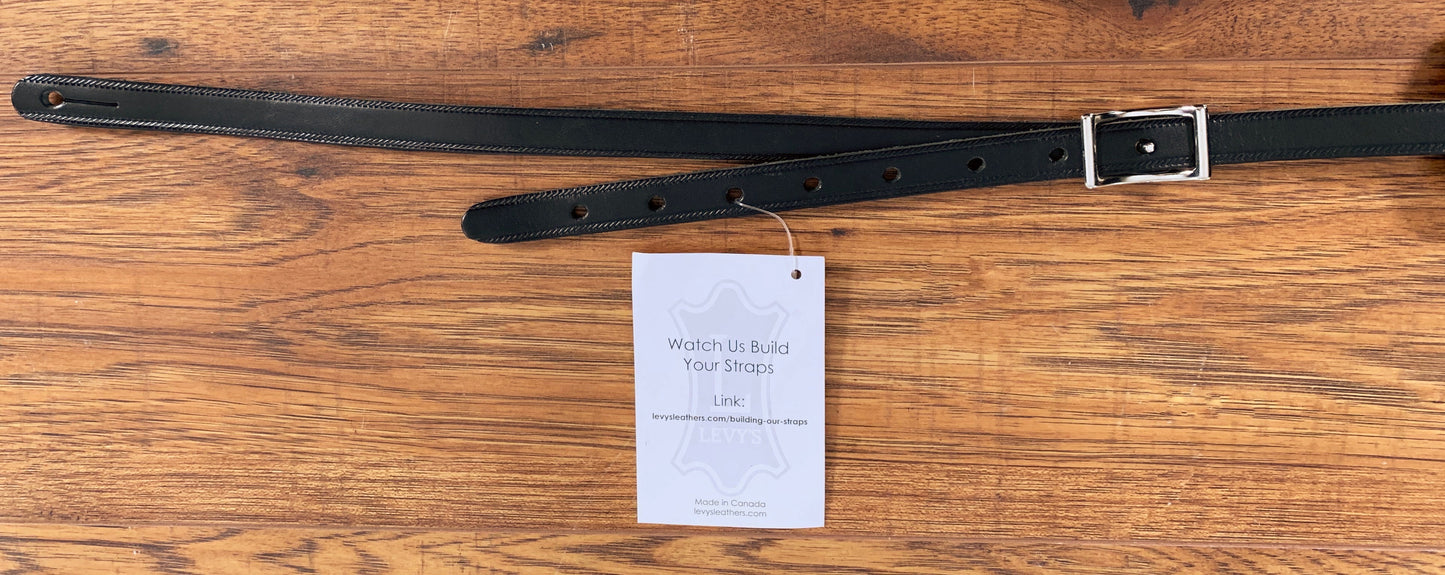 Levy's M25-BLK 5/8" Veg-tan Leather Classic 50's Pad Veg-tan Leather Guitar Strap Black