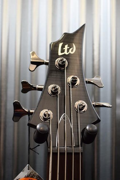 ESP LTD F-415FM 5 String Bass Flame Top Transparent Black EMG 40DC Pickups #1200