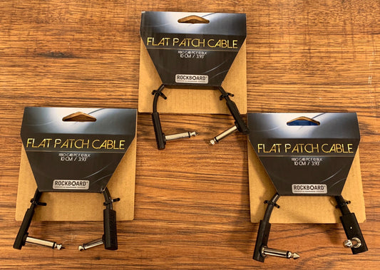 Warwick Rockboard Flat Patch Guitar Bass Pedalboard Cable 10 cm 3.94" Black 3 Pack