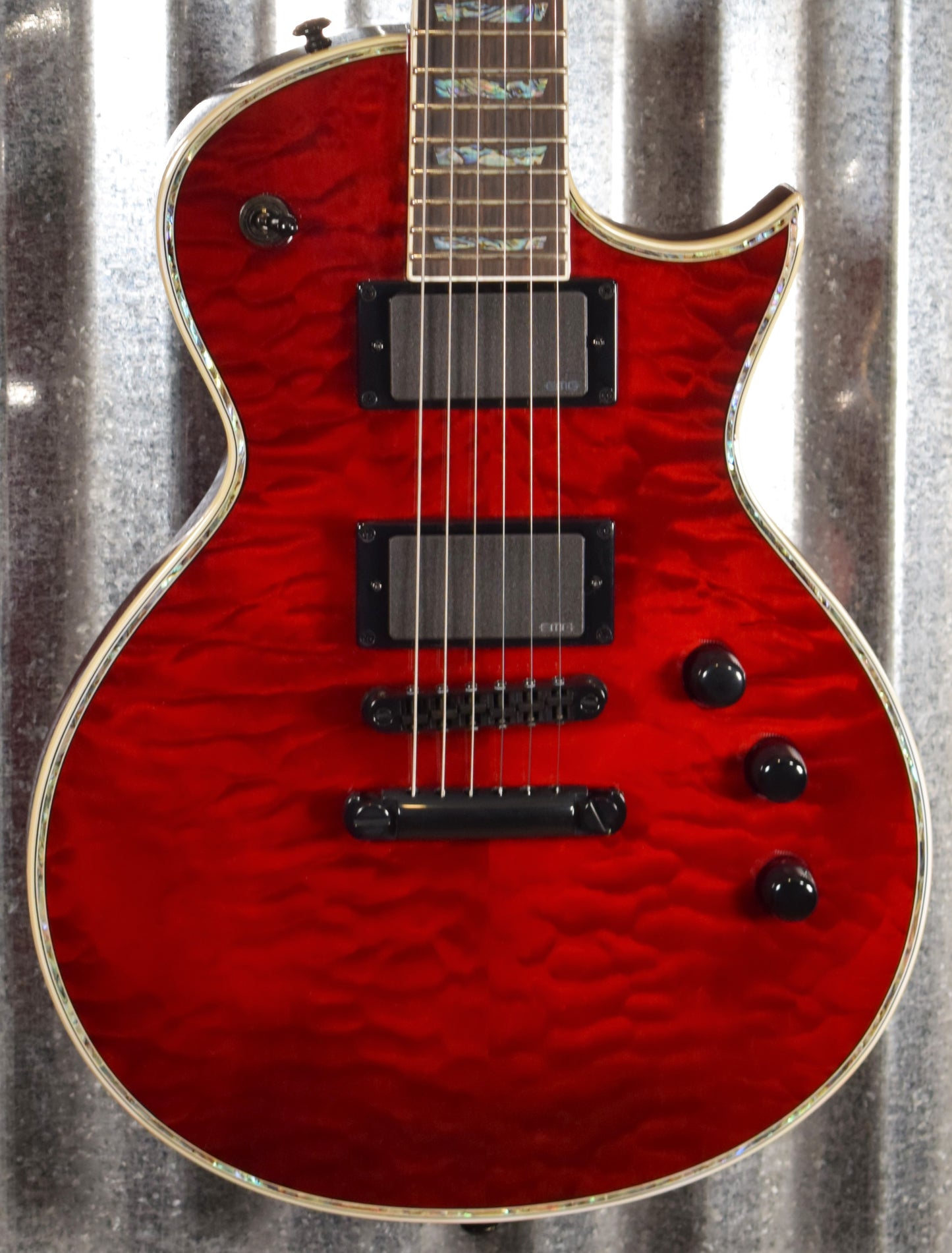ESP LTD EC-1000 Quilt Top See Thru Black Cherry EMG Guitar LEC1000STBC #1320 Demo