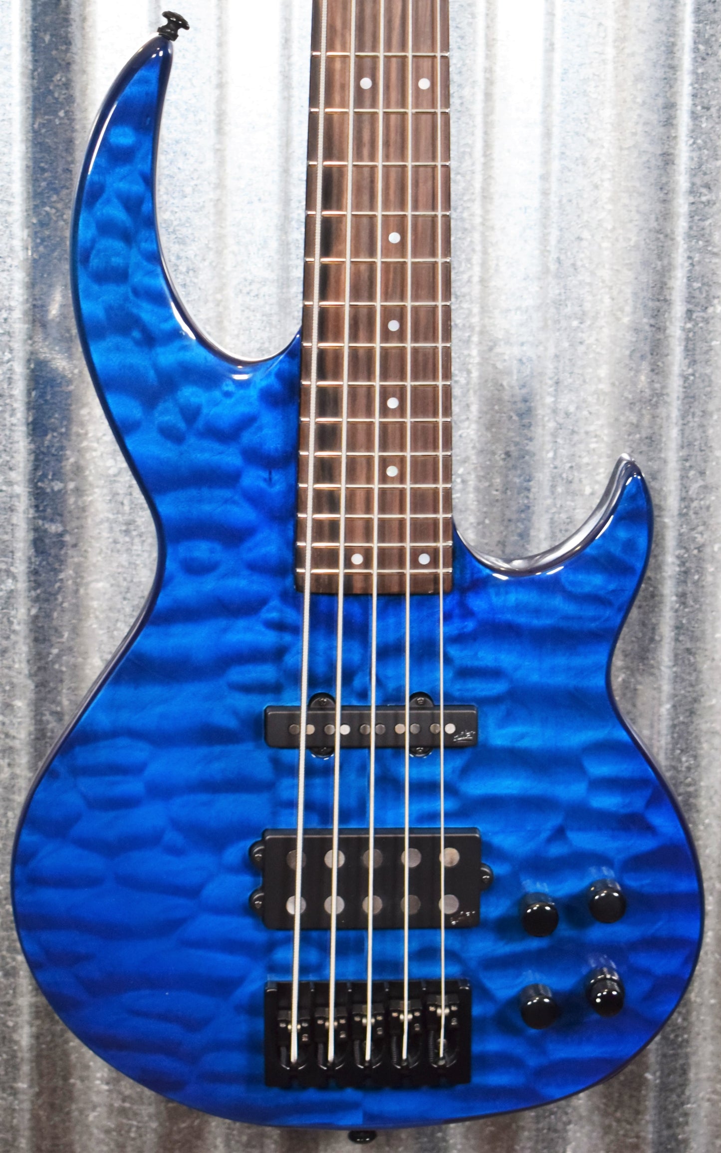 ESP LTD BB-1005 Bunny Brunel 5 String Bass Quilt Maple Black Aqua & Case LBB1005QMBLKAQ #0383