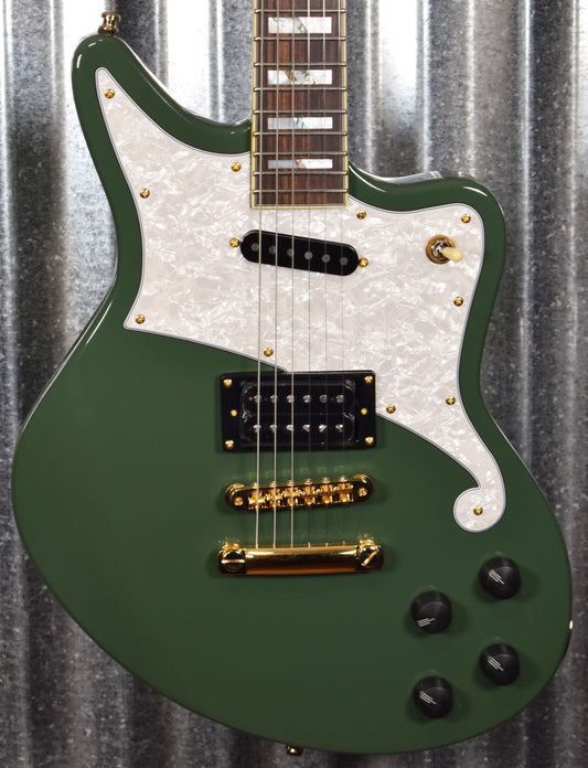 D'Angelico Deluxe Bedford Offset Army Green Guitar & Case #0630