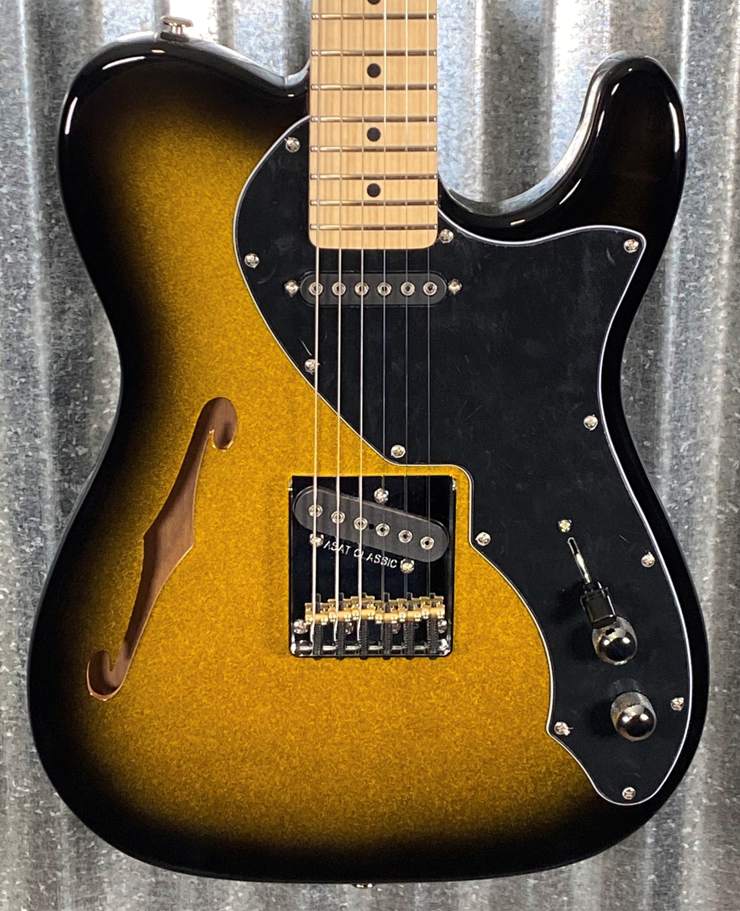 G&L USA Limited Edition ASAT Classic Thinline Semi Hollow 2 Tone Goldburst Metallic Guitar & Bag #9185 Blem