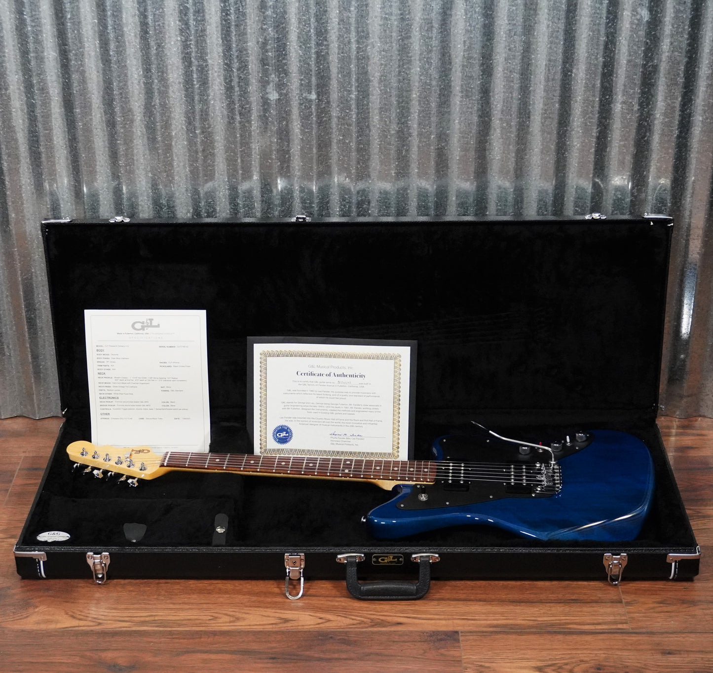 G&L USA CLF Doheny V12 Clear Blue Guitar & Case #6142 Demo