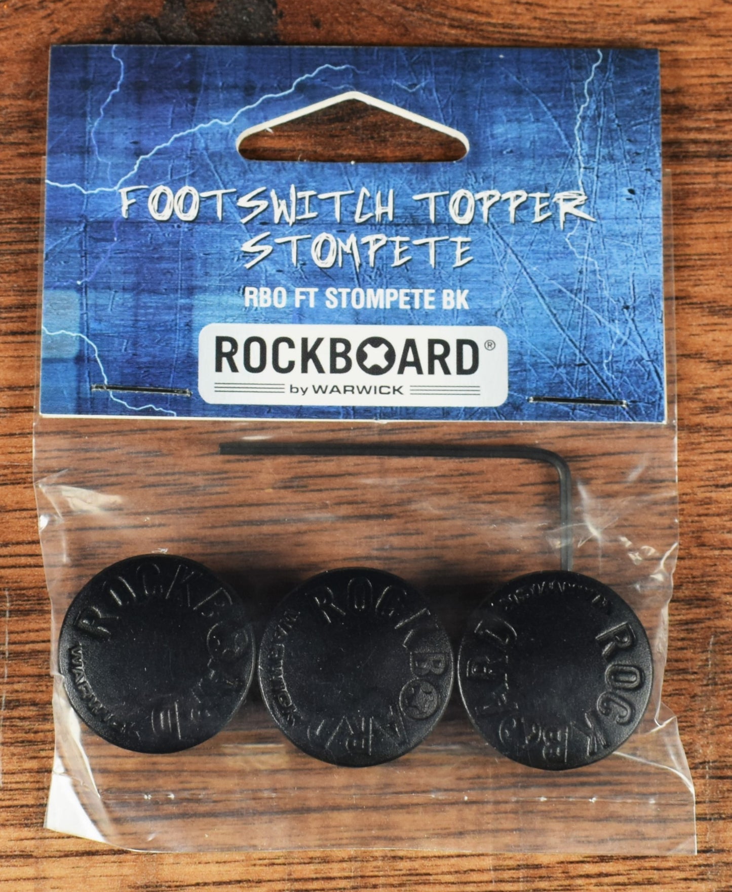 Warwick Rockboard StomPete Guitar Effect Pedal Footswitch Topper Black Set of 3