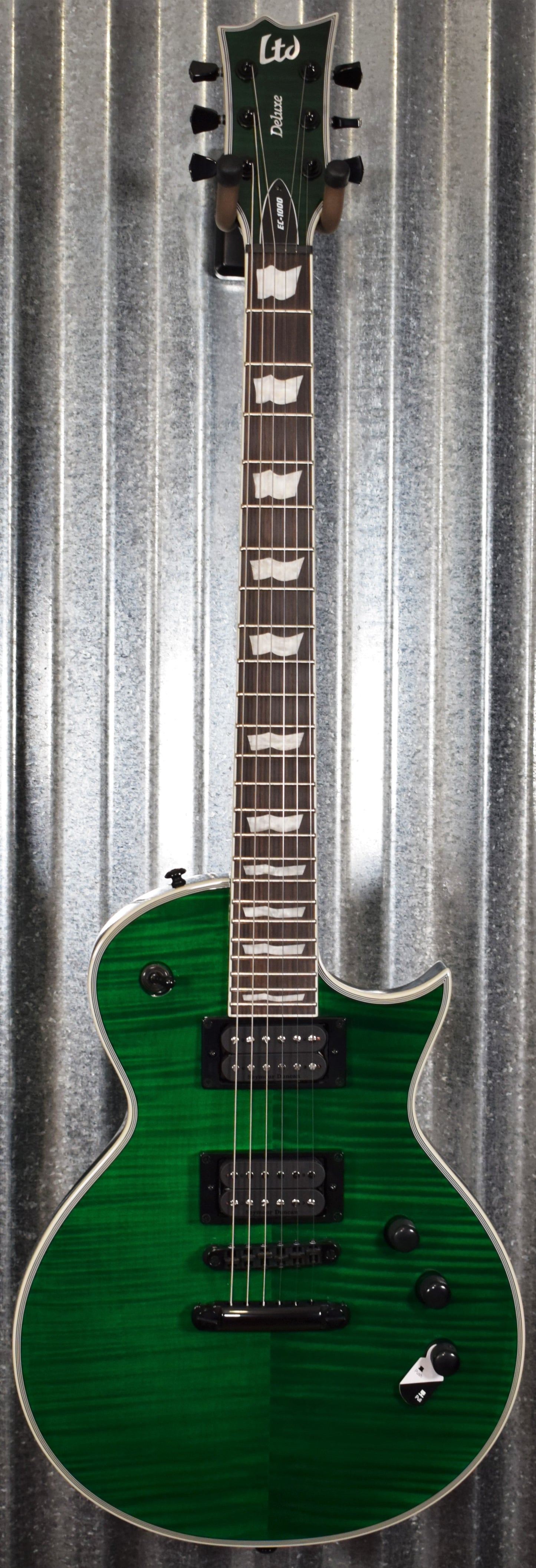 ESP LTD EC-1000 Flame See Thru Green Seymour Duncan Guitar LEC1000FMSTG #1131