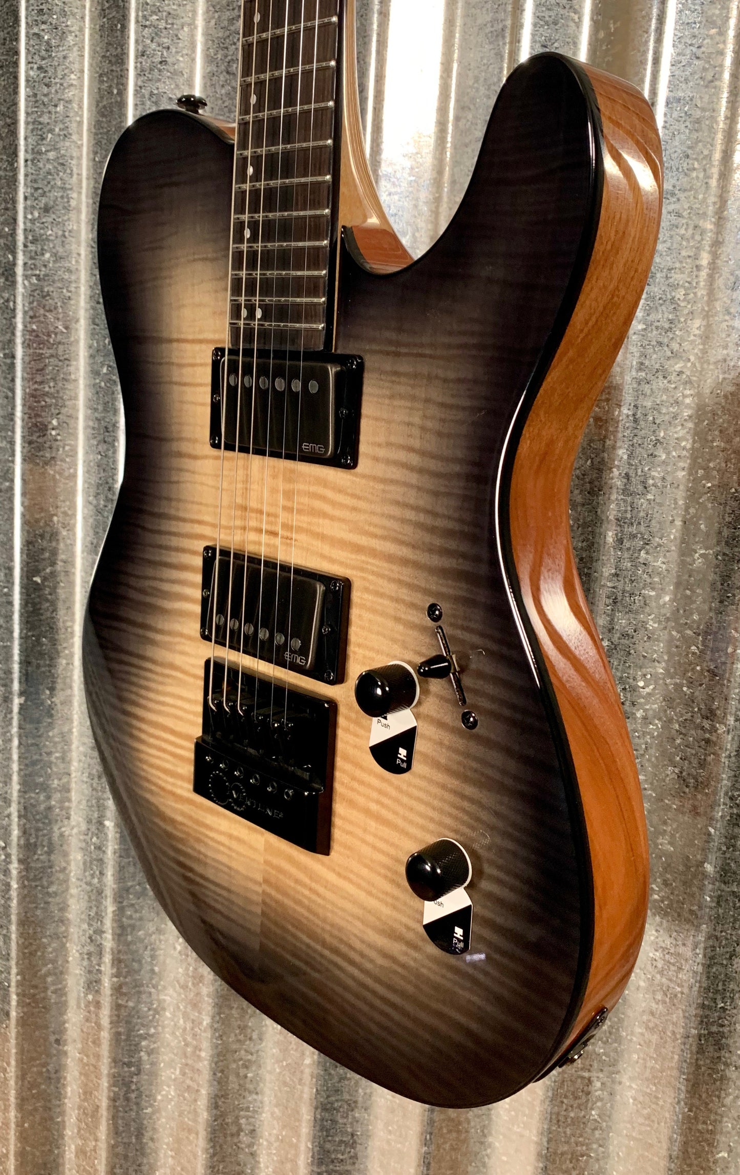 ESP LTD TE-1000 Evertune Black Natural Burst Guitar & Case TE1000ETFMBLKNB #0187