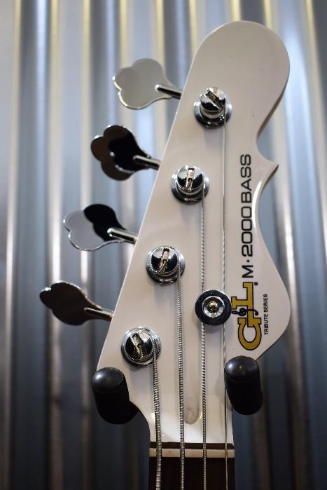 G&L Tribute M-2000 GTB 4 String Carved Top Gloss White Bass & Case M2000 #7566