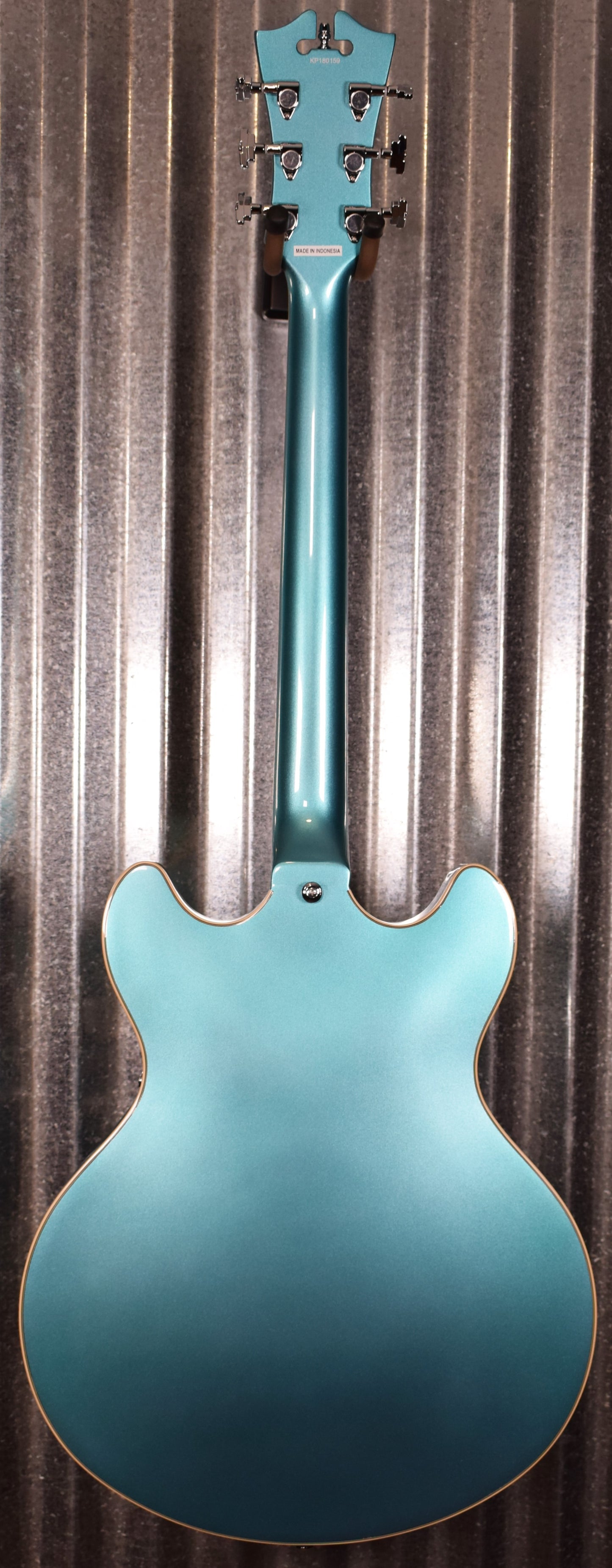 D'Angelico Premier DC Double Cut Semi Hollow Stop Bar Ocean Turquoise Guitar & Bag #0159