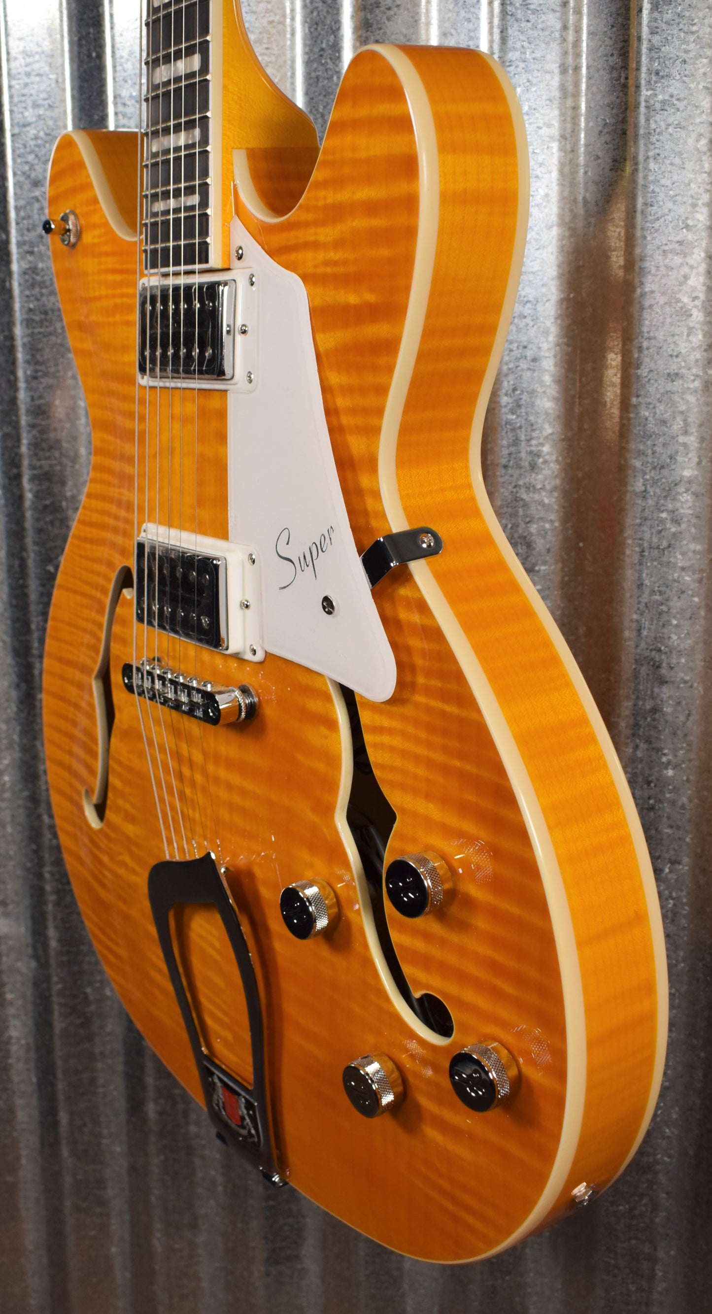 Hagstrom Super Viking SUVIK-DDL Dandy Dandelion Flame Top Semi-Hollow Guitar & Case #0608