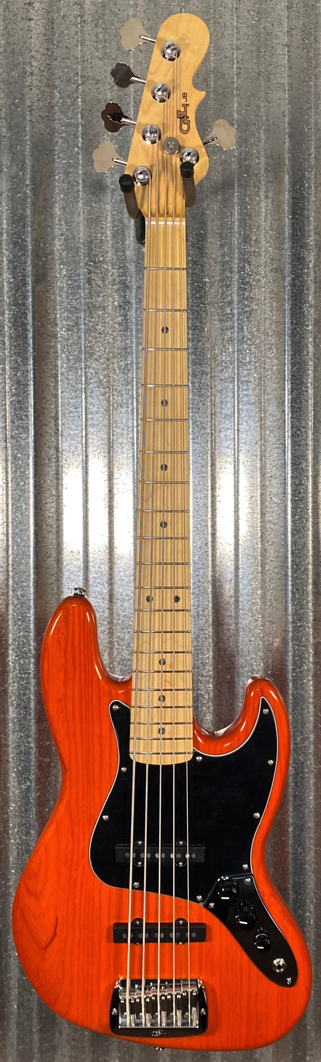 G&L USA JB-5 5 String Jazz Bass Clear Orange & Case JB5 Blem #1110