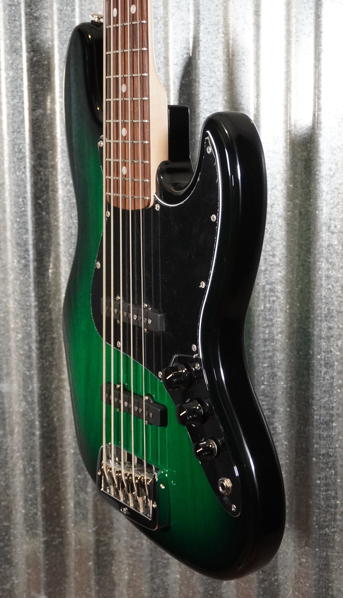 G&L USA JB-5 Greenburst 5 String Jazz Bass Rosewood Satin Neck & Case #7059
