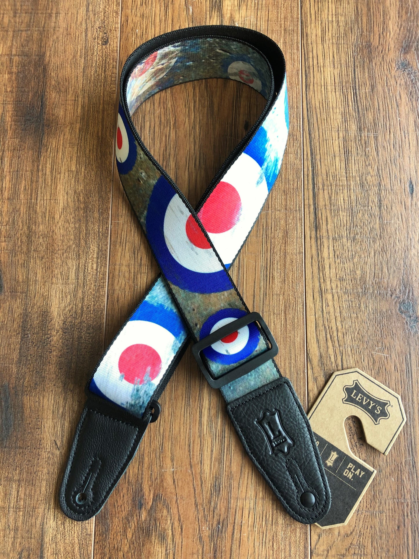 Levy's MPD2-005 2" Adjustable Print Poly Guitar & Bass Strap Spitfire Blue White Red