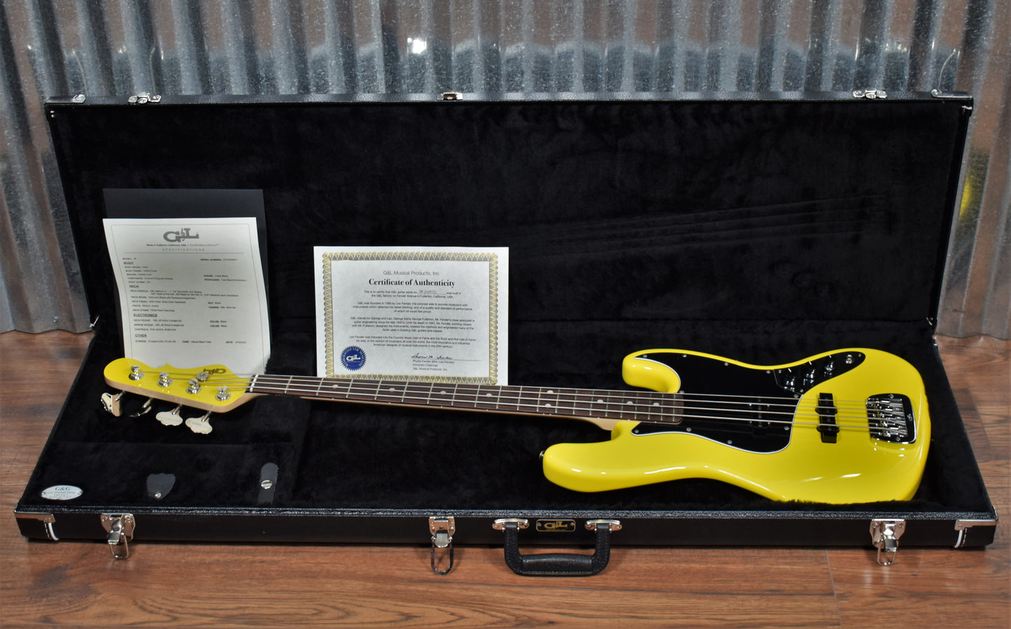 G&L USA Fullerton Custom JB Yellow Fever Jazz Bass & Case 2020 #9031