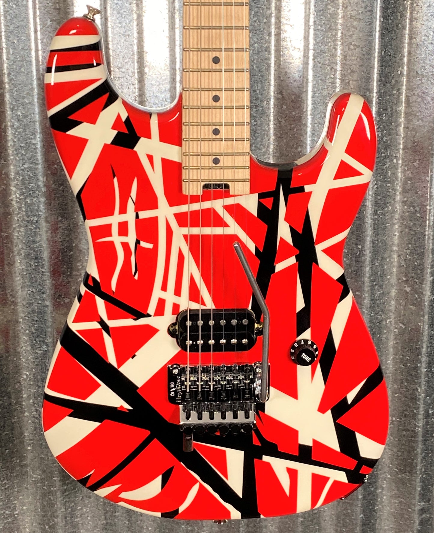 EVH Striped Series Red with Black Stripes Guitar & Case #7706 Used