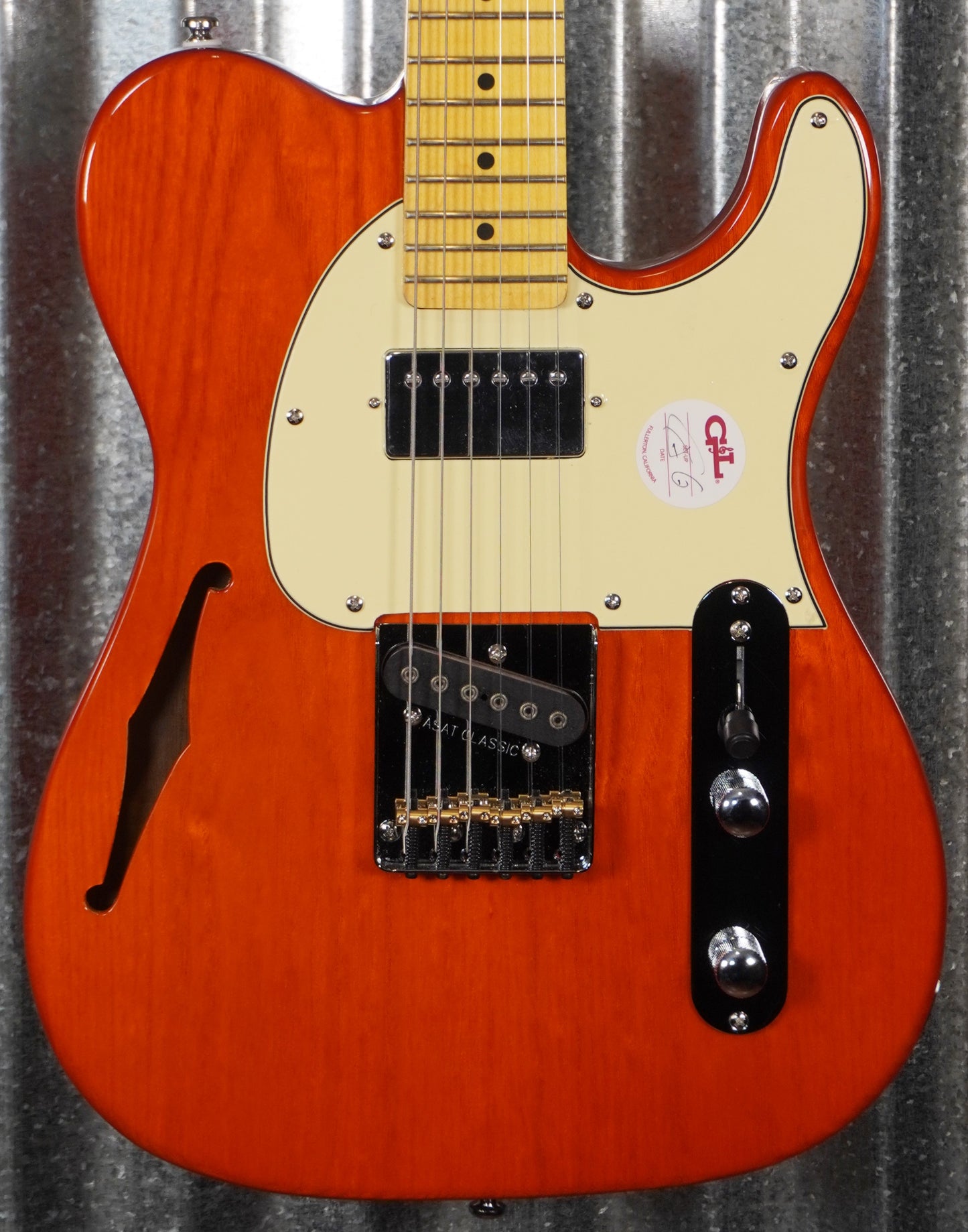 G&L Tribute ASAT Classic Bluesboy Clear Orange Semi Hollow Guitar #0435