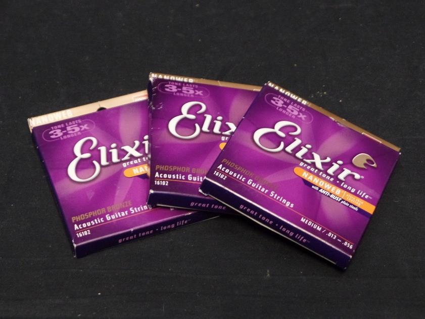 Elixir Acoustic Guitar Strings Phosphor Bronze Medium .013-.056 3 Pk 16102*