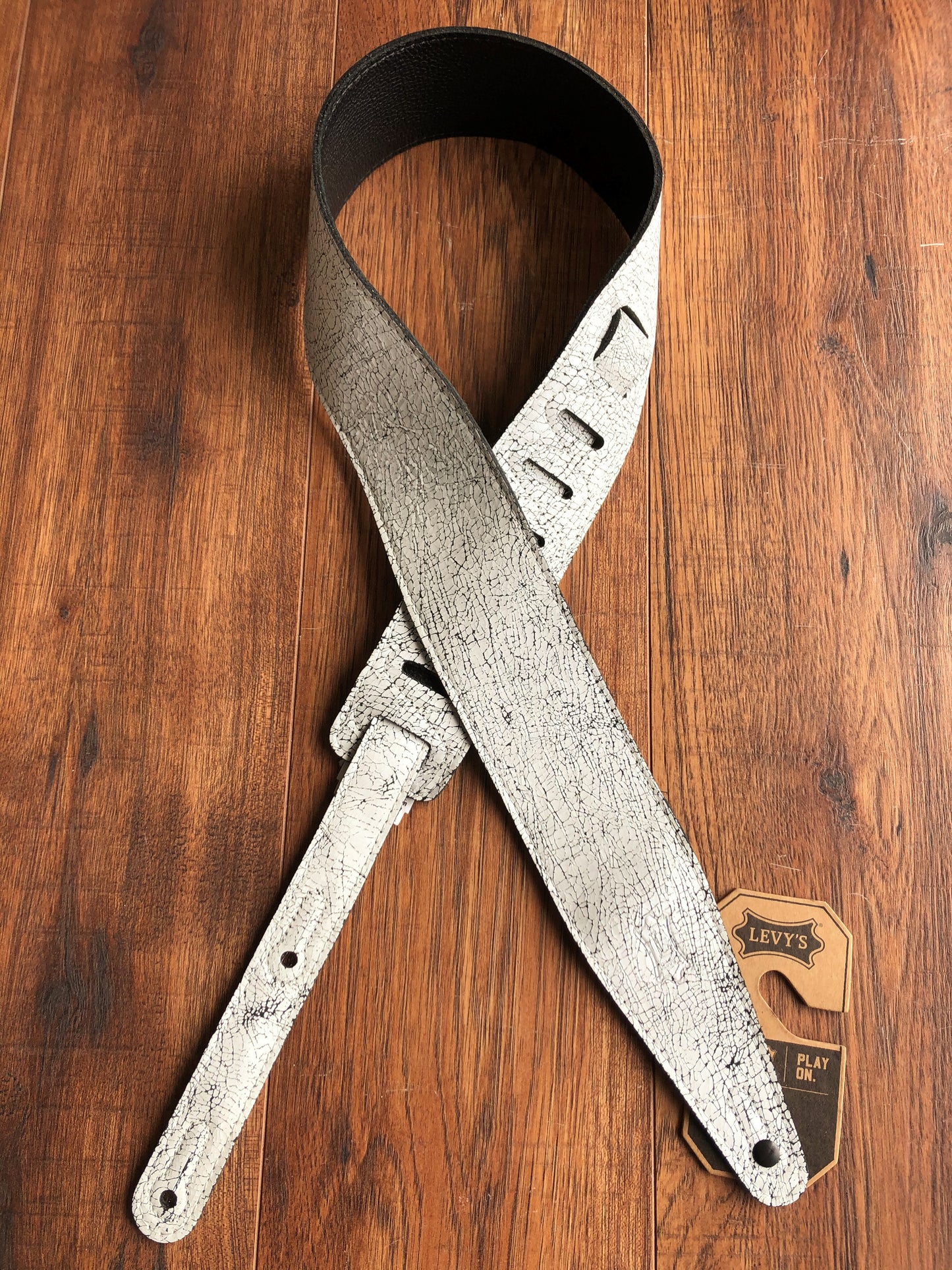 Levy's MG317BOG-WHT 2.5" Adjustable Distressed Leather Guitar & Bass Strap White