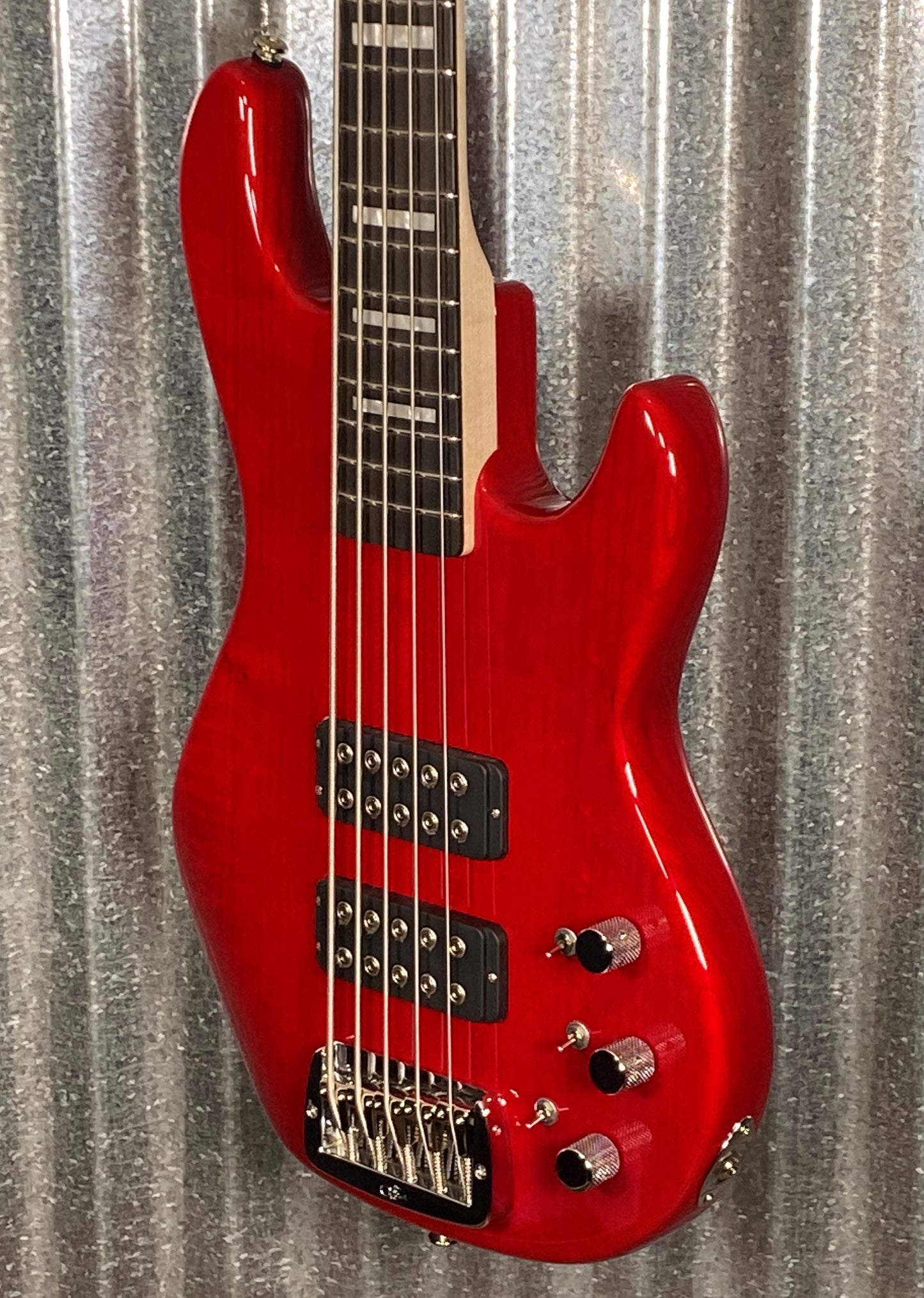 G&L USA Custom L-2500 Clear Red 5 String Bass & Case L2500 #0286