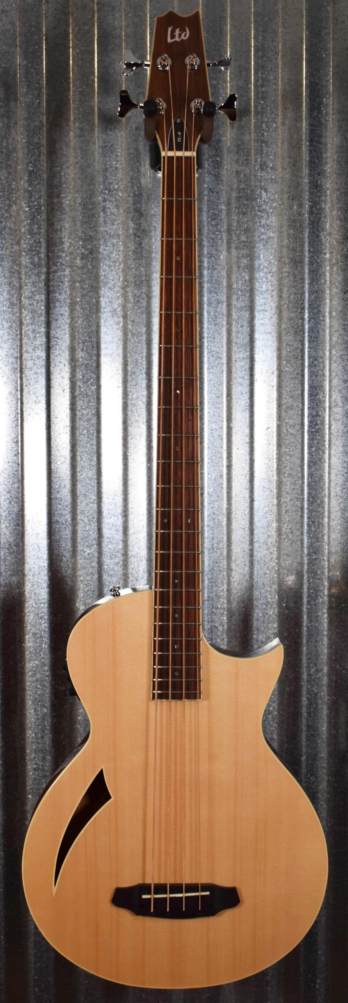 ESP LTD TL-4 Natural 4 String Thinline Acoustic Electric Bass & Case LTL4NAT #1385