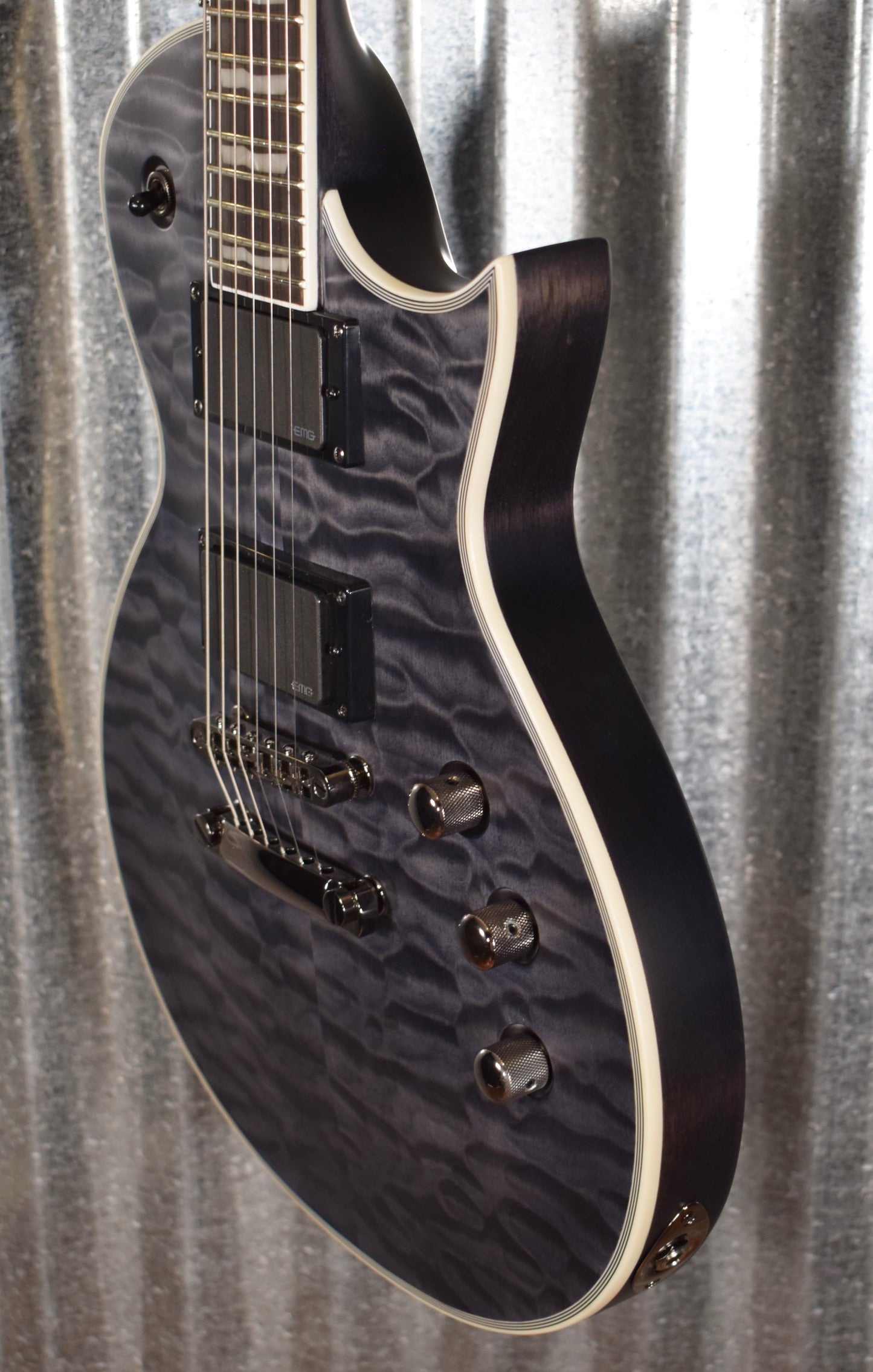 ESP LTD EC-401 Quilt Maple See Thru Black Satin Guitar LEC401QMSTBLKS #2430 Used