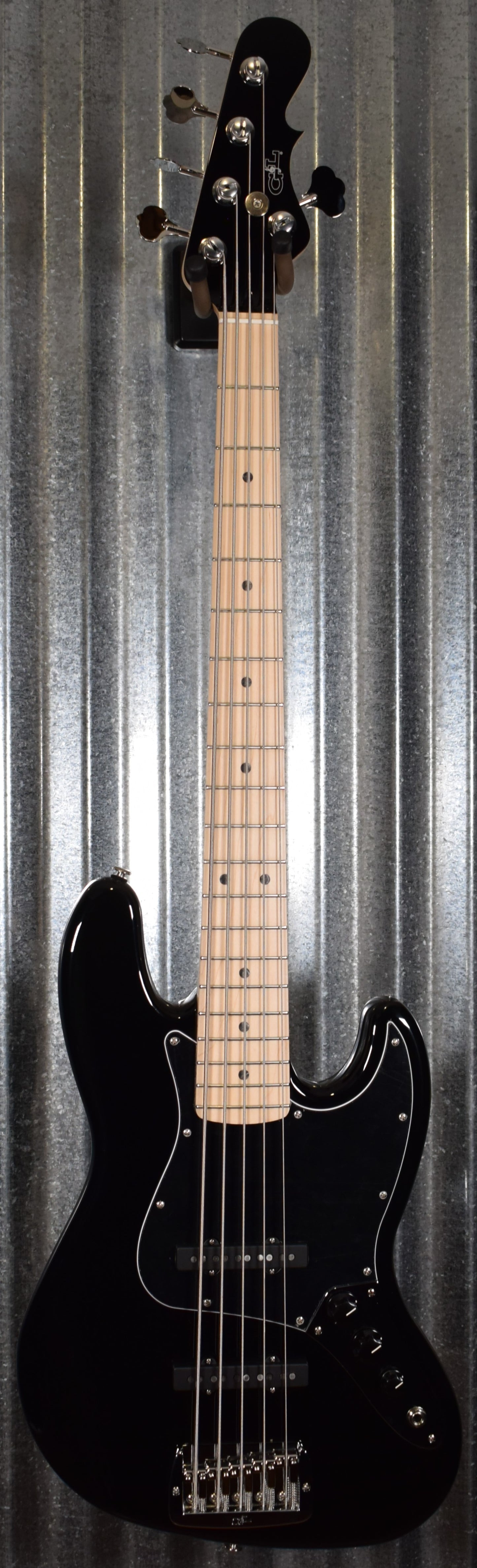 G&L USA JB-5 Jet Black 5 String Jazz Bass Maple Satin Neck & Case #6029