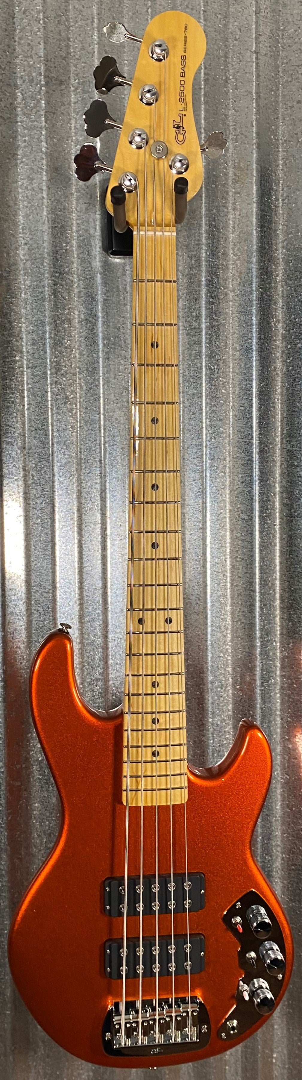 G&L USA CLF L-2500 S750 Tangerine 5 String Bass & Case #3319