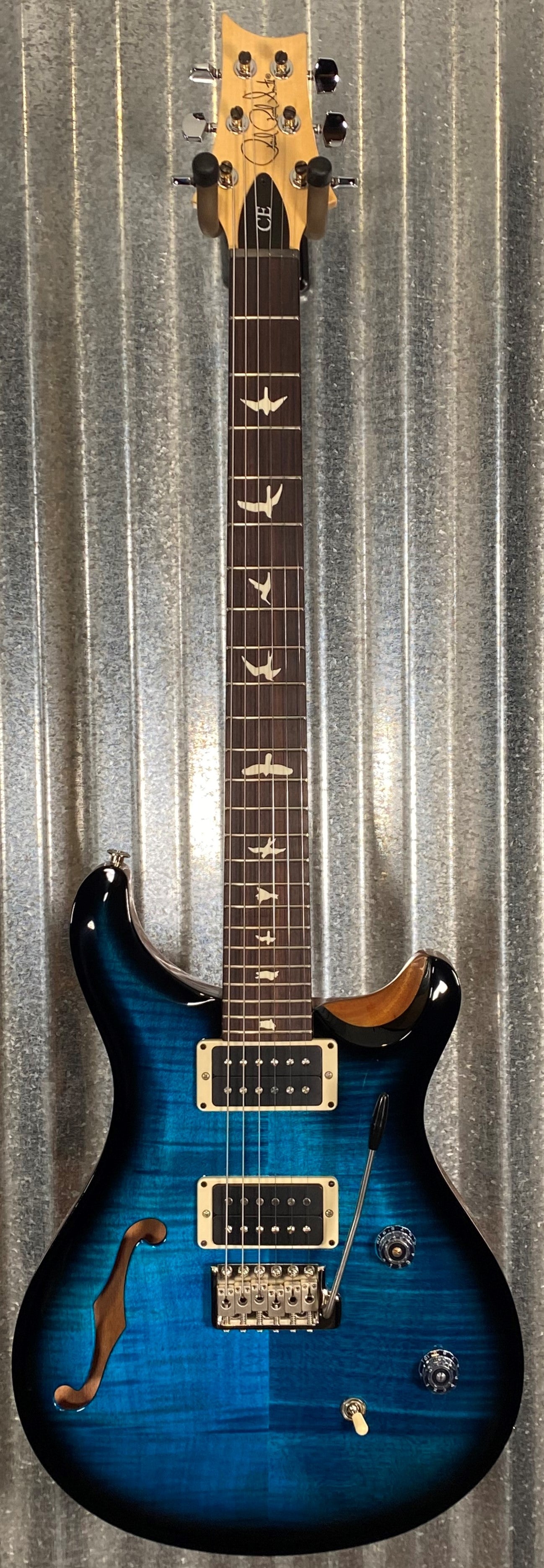 PRS Paul Reed Smith USA CE24 Semi Hollow Blue Matteo Black Wrap Guitar & Bag #3946 Demo