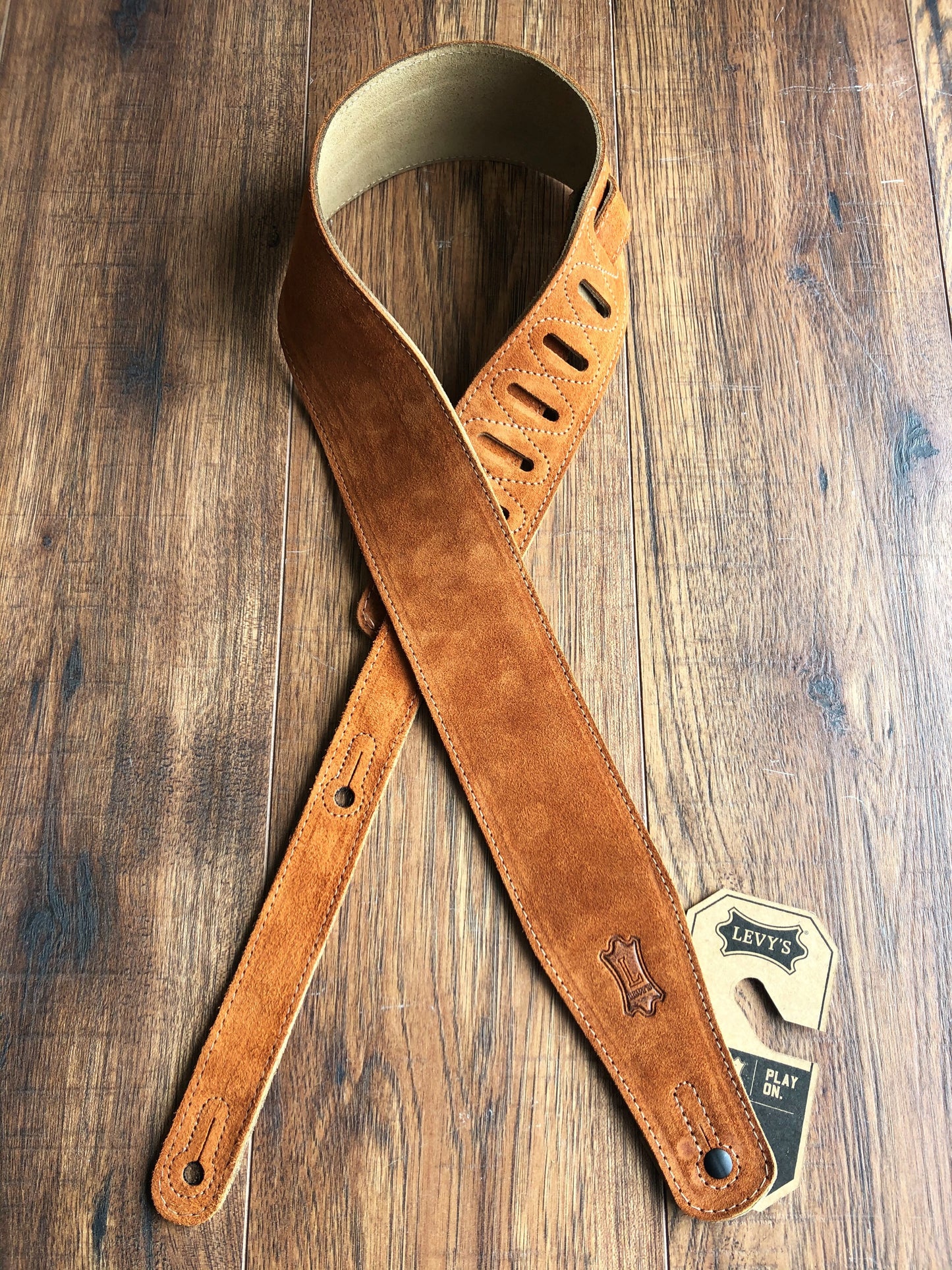 Levy's MS26-HNY 2.5" Adjustable Suede Leather Guitar & Bass Strap Brown