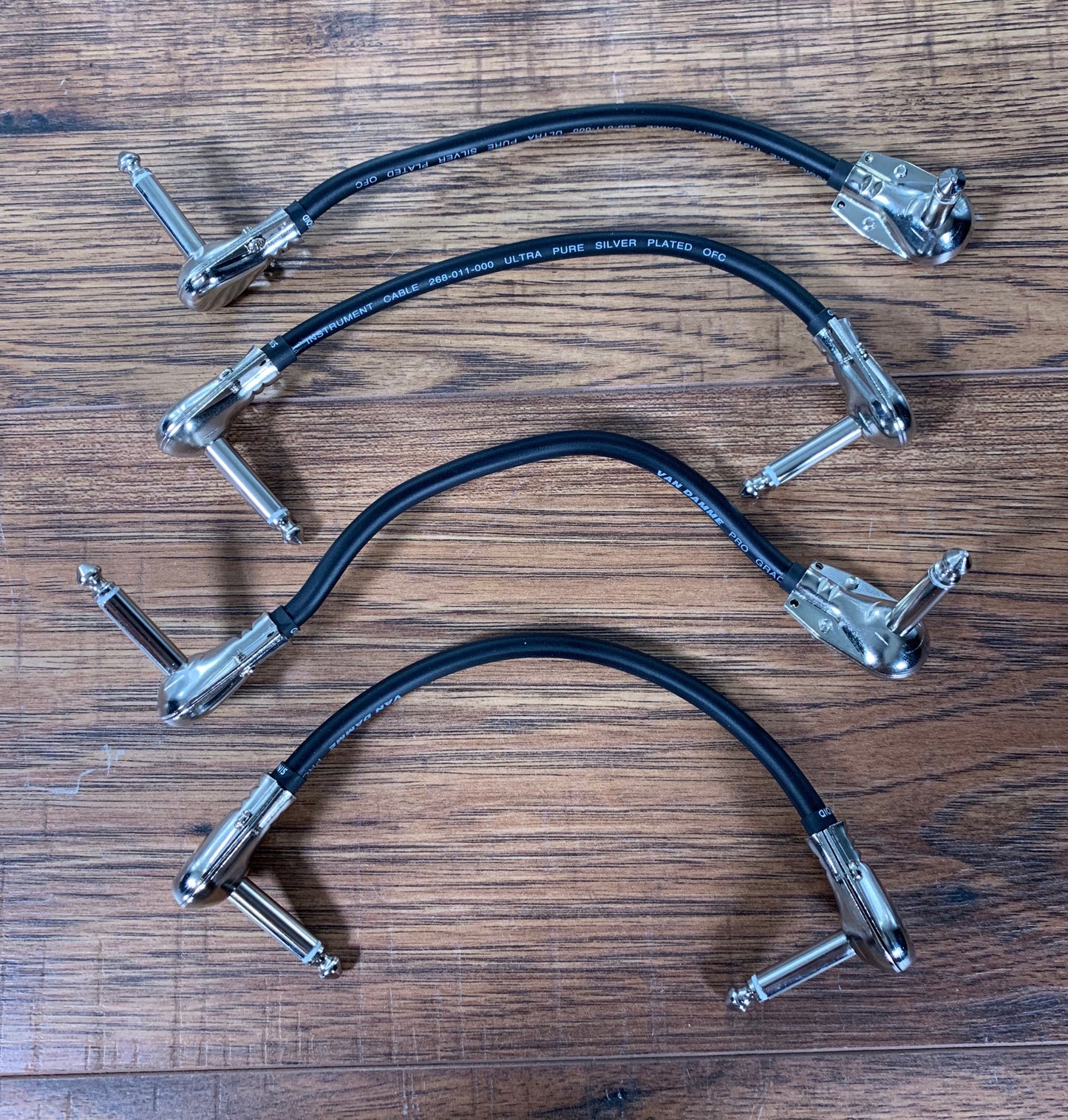 Sinasoid Short Stack Van Damme Black Flat 6" Guitar Bass Effects Pedalboard Patch Cable 4 Pack