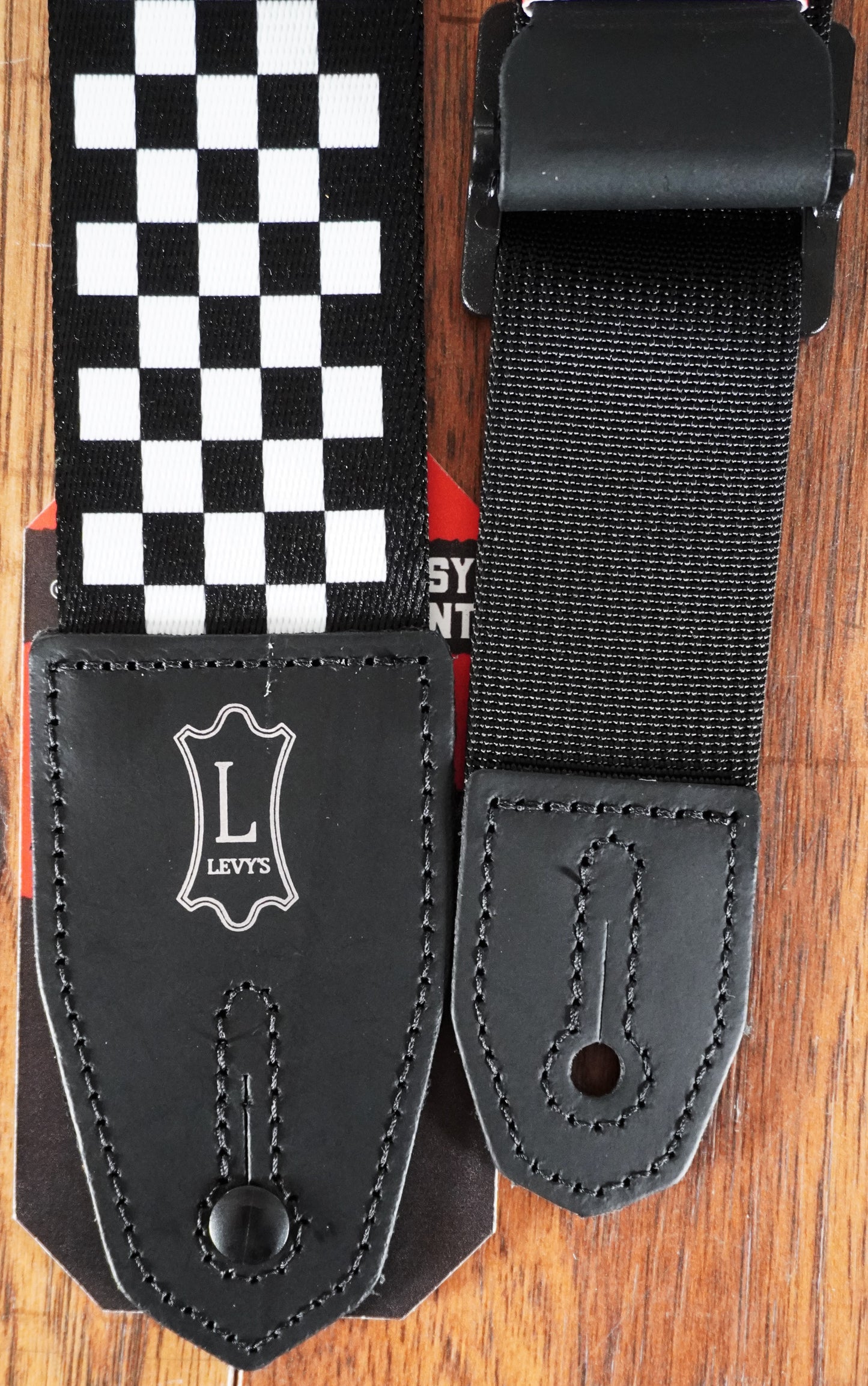 Levy's MPRH-28 Right Height 2" Polyester Guitar Bass Strap with Black & White Checkered Motif
