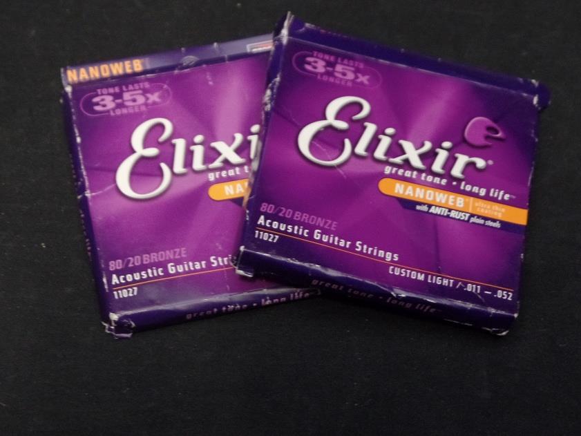 Elixir Acoustic Guitar Strings 80/20 Bronze Custom Light .011-.052 2 Pk 11027*