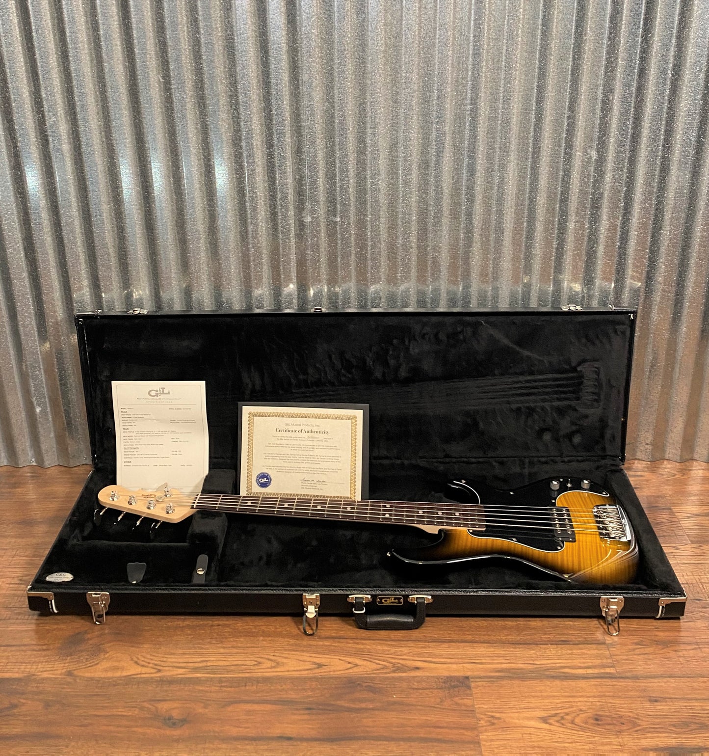 G&L USA Kiloton 5 String Bass Flame Top 2 Tone Sunburst & Case #7357