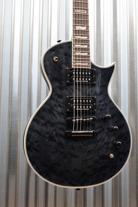 ESP LTD EC-1000 Piezo Bridge Quilt Top See Through Black Guitar & Case #221