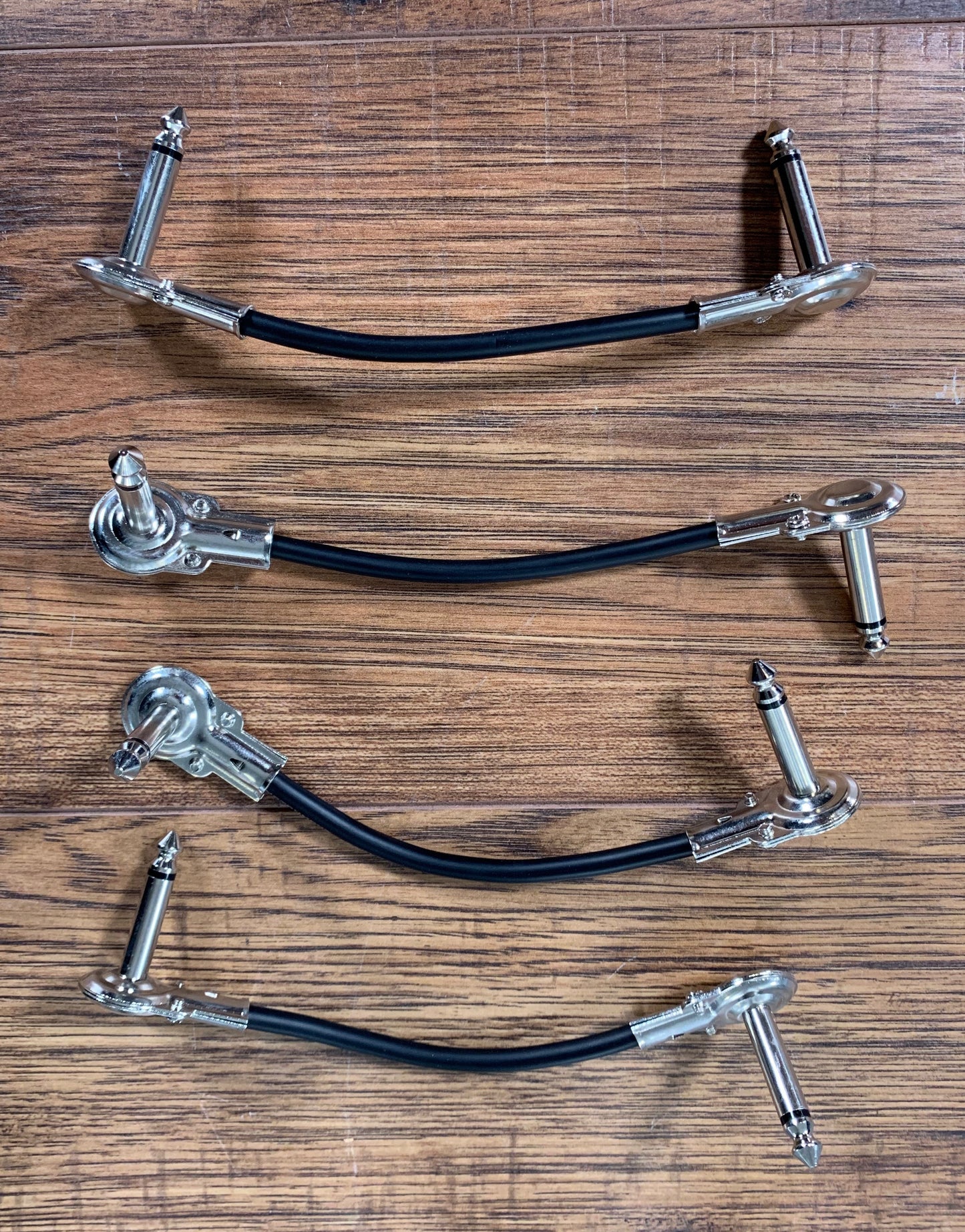 Hosa Flat Low Profile 4" Black Guitar Bass Effects Pedalboard Patch Cable 4 Pack