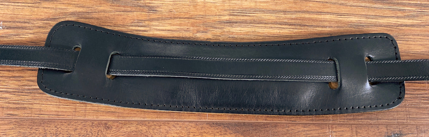 Levy's M25-BLK 5/8" Veg-tan Leather Classic 50's Pad Veg-tan Leather Guitar Strap Black