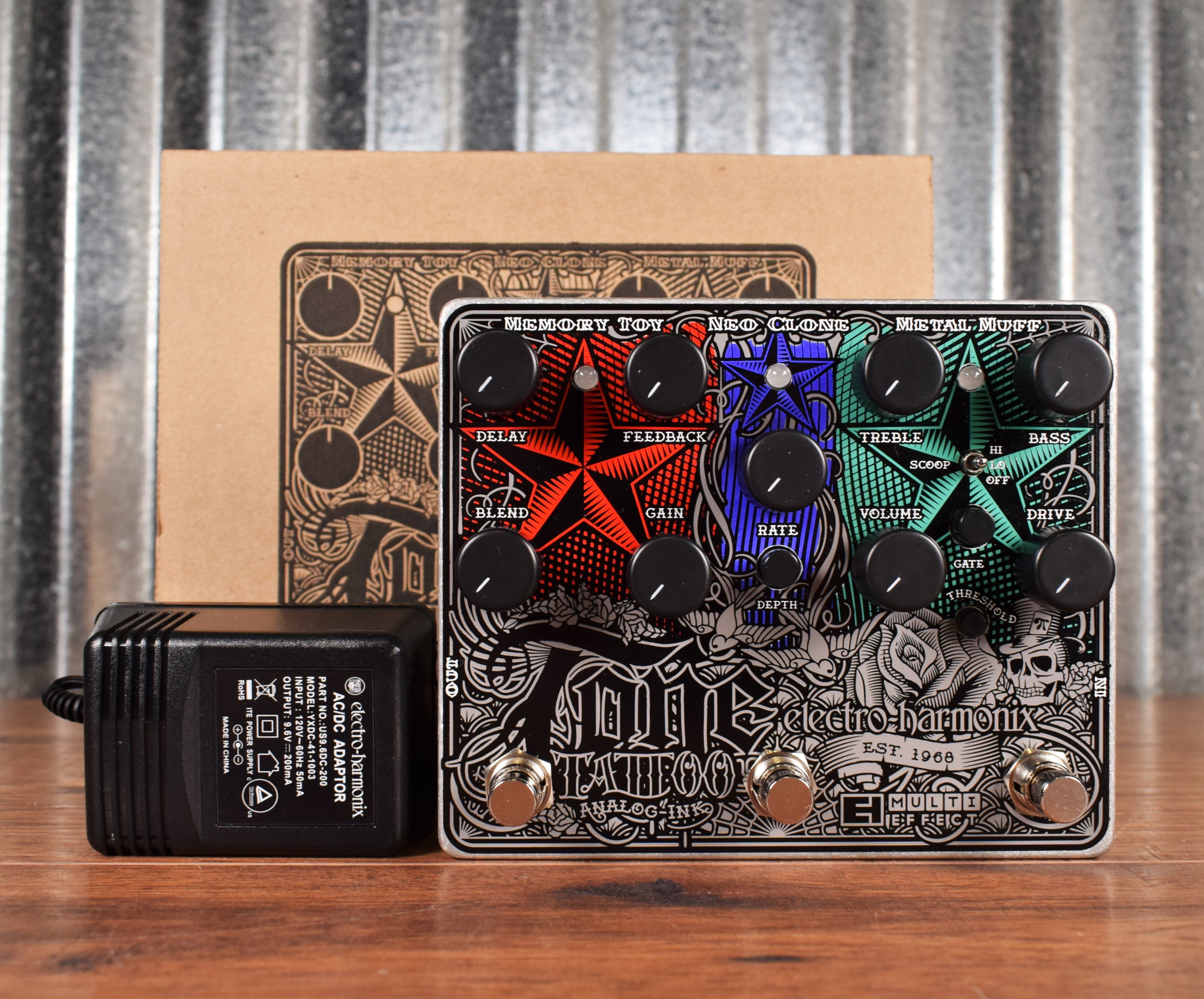 guitar pedal tattoo Electro-Harmonix EHX Tone Tattoo Analog Delay Chorus Distortion Multi – Specialty Traders