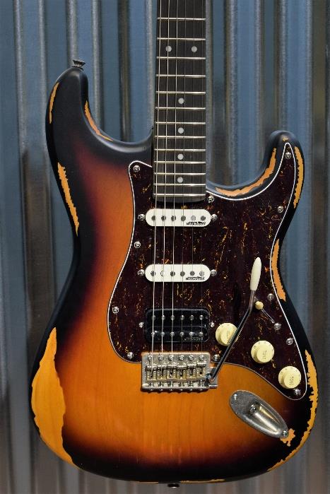 Vintage Icon V6HMRSB HSS Relic Sunburst Distressed Wilkinson Guitar & Case #326