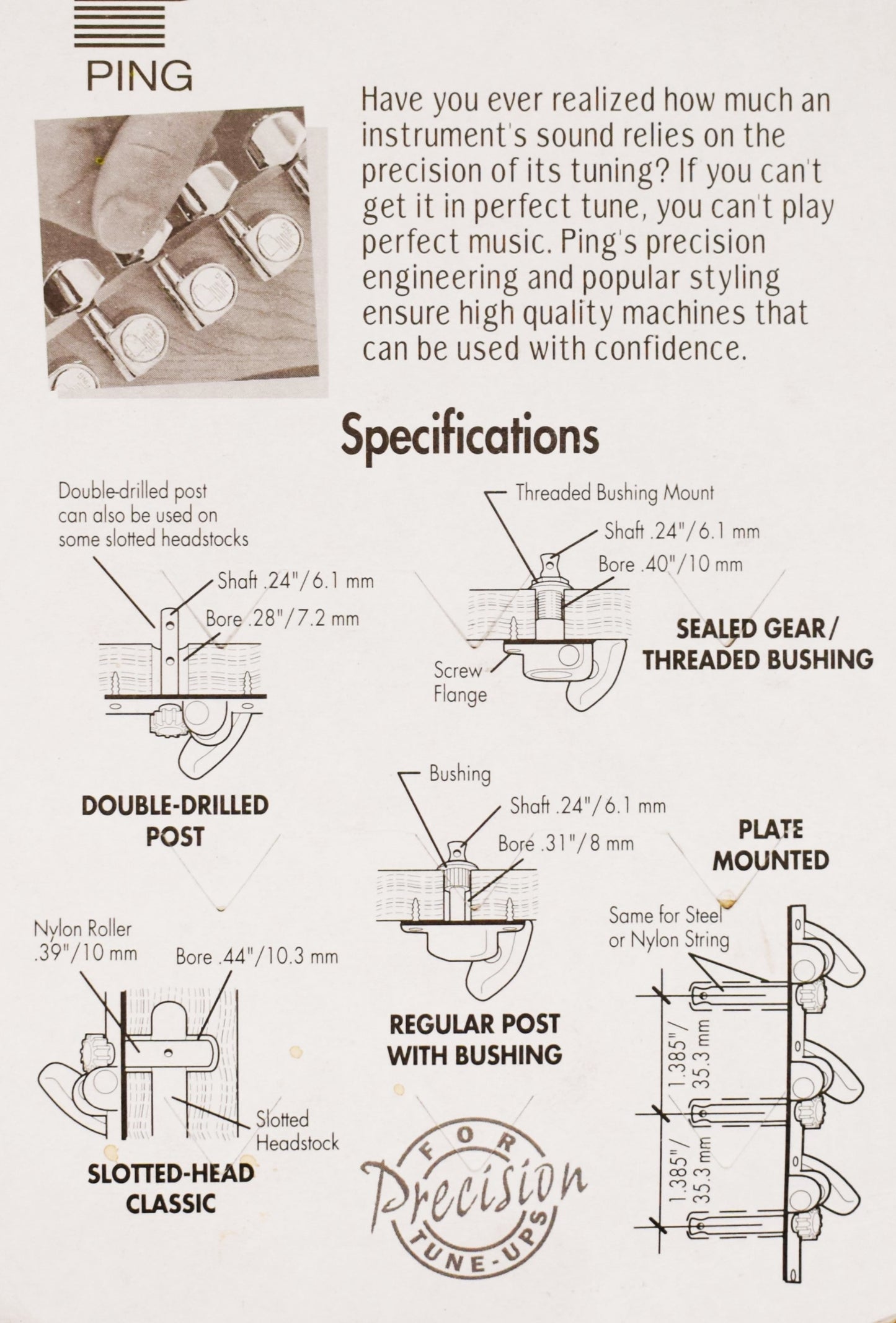 Ping Precision P2642-6R 6 In Line Chrome Right Hand Guitar Tuner Set