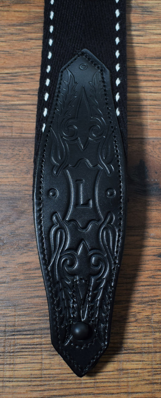 Levy's MSSC80-BLK 2" Heavy-weight Cotton Contrasting Woven Border Guitar Strap Black