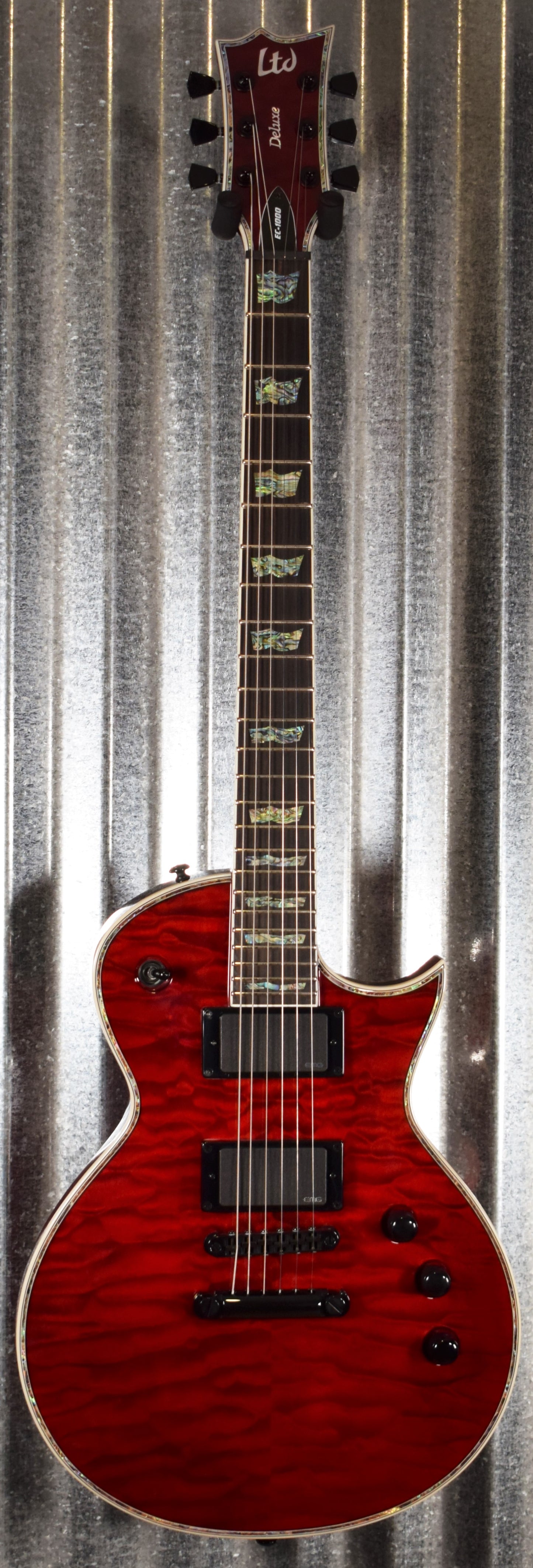 ESP LTD EC-1000 Quilt Top See Through Black Cherry EMG Guitar LEC1000STBC #1224 Demo