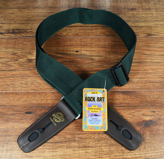 LOCK-IT Straps Polypro Series 2" Dark Green Poly Guitar Bass Strap 007 P2-DGRN/BRN